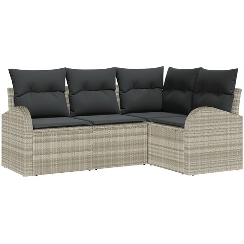 vidaXL 4-dijelni set vrtne sofe s jastučićima svjetlosiva poli ratan, 2-sjedna vrtna sofa s pohranom i jastučićima svjetlosiva poli ratan Cijene