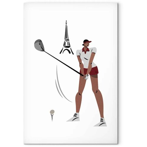  Slika - Female Golfer With the Eiffel Tower in the Background - Illustration 40x60 Premium Print Slike