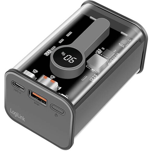Logilink Power bank 10000 mAh, 1x USB-A, 1x USB-C, sa zaslonom, PD &amp, QC, transp. PA0306 aku-pack 10000 mAh Li-Ion prozirna Cijene