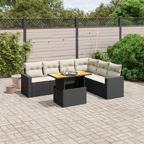 vidaXL 7-dijelni set vrtnih sofa od poliratana s jastucima crni Cijene