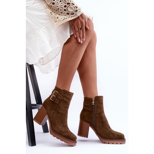 FJ1 Heeled Suede Boots Olive Makeline Cene