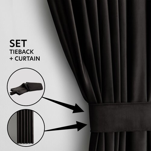 Restilo Črna žametna zavesa za delno zatemnitev 140x270 cm Eyelets &amp;ndash; Slike