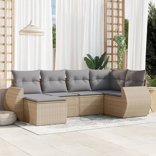 vidaXL 6-dijelni set vrtnih sofa s jastucima bež od poliratana Cijene