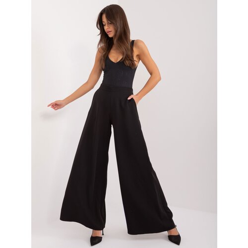 Fashion Hunters Black wide-leg fabric trousers Slike