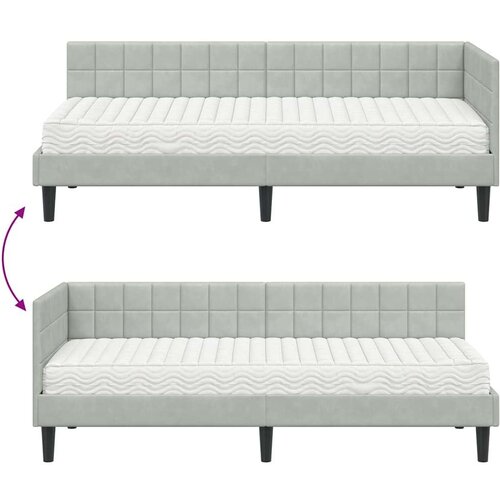 VidaXL Kutni krevetni okvir s madracem 2 pcs Svjetlosiva Bar&amp;scaron;un - Svjetlosiva 80 x 200 cm Slike