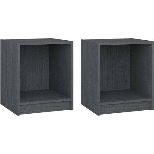 VidaXL noćni ormarići 2 kom sivi 35,5 x 33,5 x 41,5 cm od borovine Slike