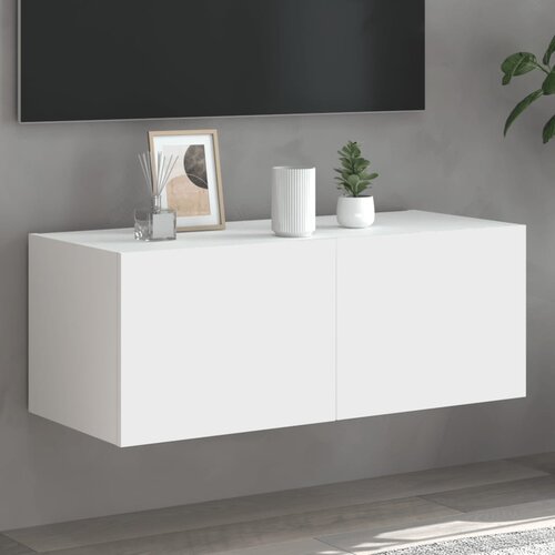 vidaXL Zidni TV ormarić s LED svjetlima bijeli 80x35x31 cm Cijene