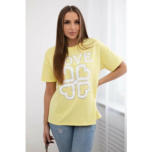 Kesi Cotton blouse with Love Heart print yellow Slike