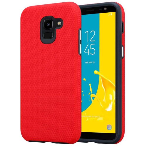 Cadorabo Ohi&amp;scaron;je, združljiv s Samsungom v nageljni rdeči - zunanji hibridni za&amp;scaron;čitni pokrov z dodatnim oprijemom povr&amp;scaron;ine v trikotniku, narejen iz silikona in plastike, (20565630) Slike
