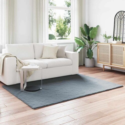  Faux Rabbit Fur Rug Olite Antracit 160 x 230 cm Poliester Cene