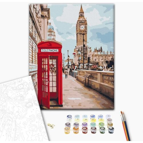  Slika za samostalno slikanje - Telephone box against the backdrop of Big Ben 40x50 Cijene