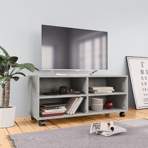 TV ormarić s kotačima boja betona 90x35x35 cm konstruirano drvo Cene