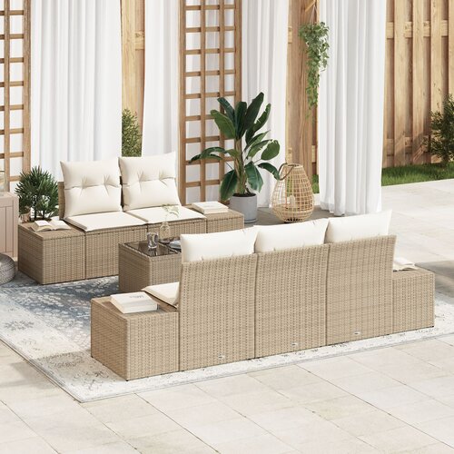 vidaXL set od 6 vrtnih sofa s jastucima Bež poli ratan Cene