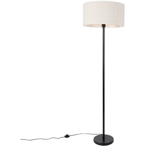 QAZQA Stoječa svetilka črna s senčnikom svetlo siva 50 cm - Simplo Cene
