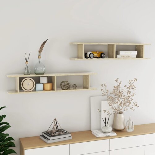 VidaXL Zidne police 2 kom boja hrasta sonome 105x18x20 cm od iverice Slike