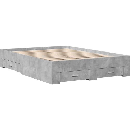 VidaXL Posteljni okvir s predali betonsko siv 135x190cm inženirski les, (21111580) Slike