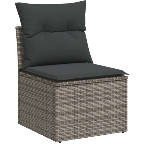 VidaXL 10-dijelni set vrtnih sofa od poliratana s jastucima sivi Slike