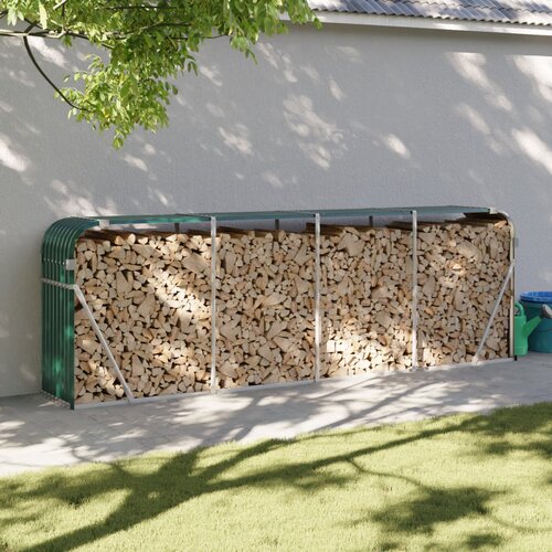 VidaXL Držač za cjepanice zeleni 300 x 45 x 100 cm pocinčani čelik Slike