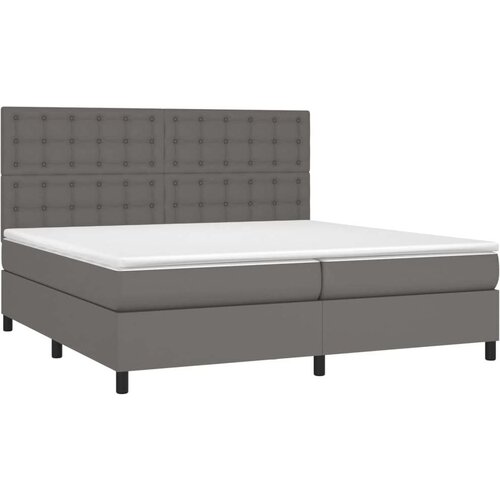 VidaXL Krevet s oprugama i madracem sivi 200x200 cm od umjetne kože Slike