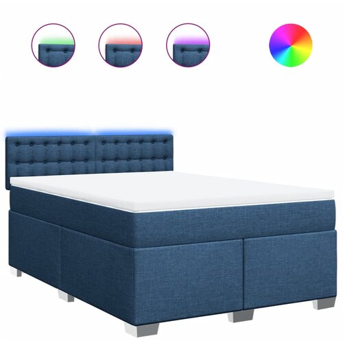 vidaXL Box spring postelja z vzmetnico modra 140x200 cm blago, (21306362) Cene