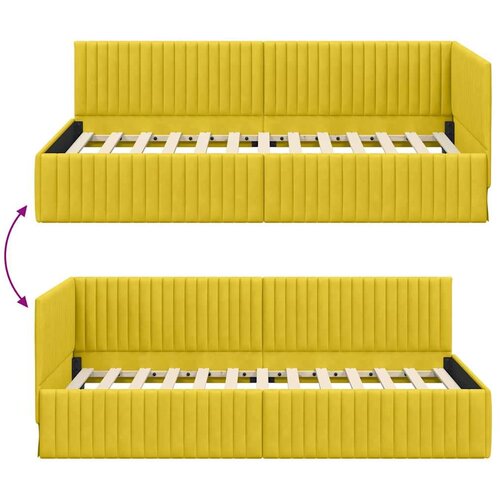 VidaXL Kutni okvir kreveta s uzglavljem Žuta 100 x 200 cm Bar&amp;scaron;un Slike