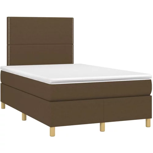 vidaXL Box spring postelja z vzmetnico temno rjava 120x190 cm blago, (21128460)