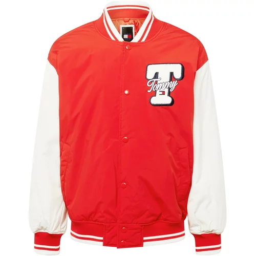 Tommy Jeans Prehodna jakna mornarska / svetlo rdeča / bela