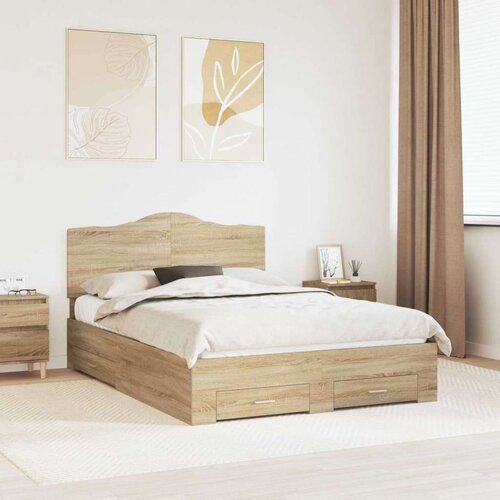  Konstrukcija postelje Sonoma hrast 150 x 200 cm Konstruiran les, (5000102511) Cene