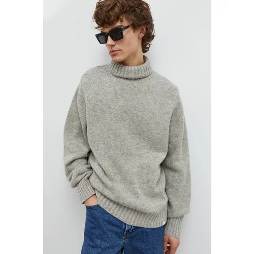 Les Deux Vuneni pulover za muškarce, boja: siva, s dolčevitom
