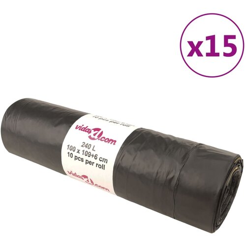vidaXL vrečke za smeti z vrvico 150 kos črne 240 l Cene