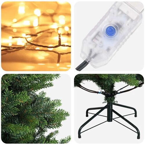  Umjetno božićno drvce s nogom 120 cm 150 LED lampica - Zelena 120 cm s LED svjetlima Slike