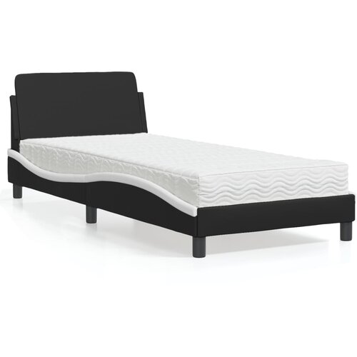 Krevet s madracem Dover crno-bijeli 90 x 200 cm od umjetne kože Cene
