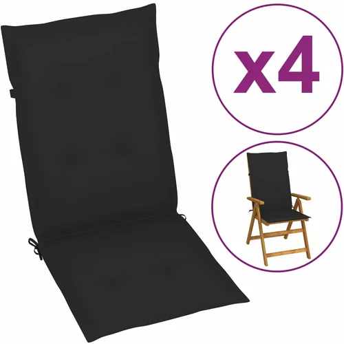 vidaXL jastuci za vrtne stolice 4 kom crni 120 x 50 x 3 cm