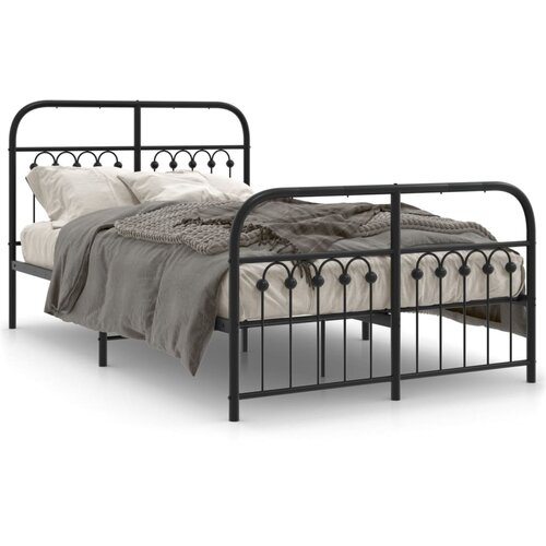 VidaXL Metalni okvir kreveta uzglavlje i podnožje crni 120x190 cm Slike