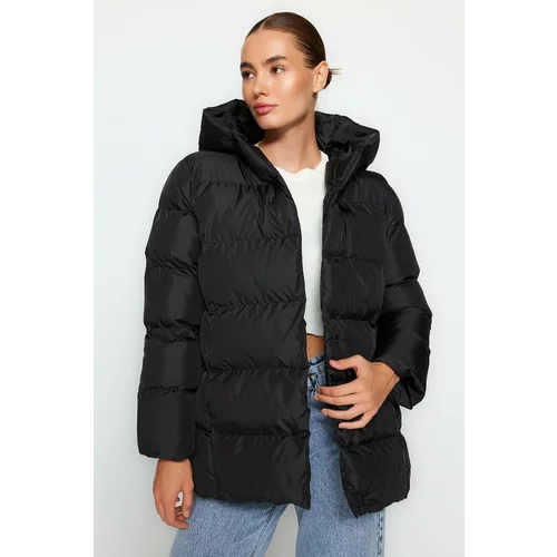 Trendyol Black Oversize Hooded Water Repellent Inflatable Coat