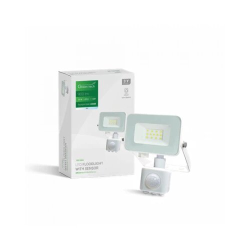 Greentech LED REFLEKTOR SA SENZOROM 10W 6500K 900lm IP65 BELI Slike