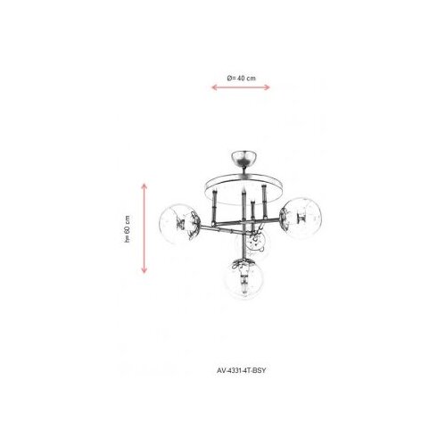 Opviq Luster AV-4331-4T-BSY, 40 cm, IP20, Crna i zlatna boja Slike