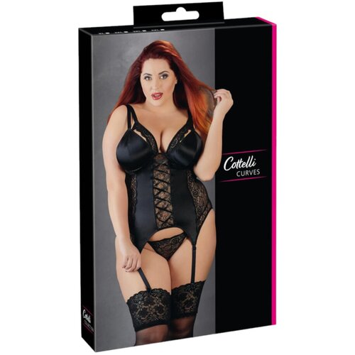 Cottelli Plus Size - Majica z naramnicami (črna) - 2XL Cene