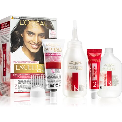 L&amp;acute;Or&amp;eacute;al Paris excellence creme triple protection barva za lase za vse vrste las 48 ml odtenek 200 black-brown Slike