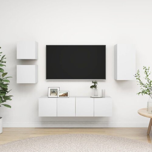 The Living Store Komplet TV omaric 5-delni bela iverna plošča - Komplet TV Omaric, (21374213) Cene