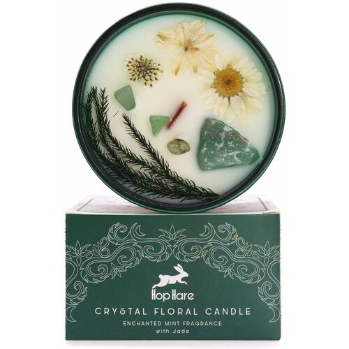 HOP Hare Kristalna čarobna sveča – Čarovnik - Soy Wax, Fragrance, Glass, Gemstones - Dan žena - Birma - Majhna pozornost Cene