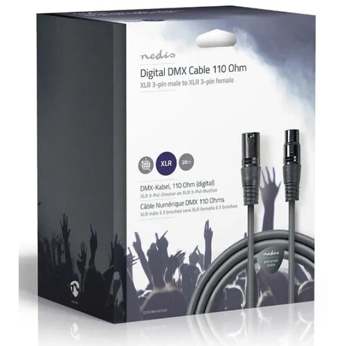  COTG15012GY200 DMX Adapter Cable XLR 3-Pin muski na XLR 3-Pin zenski, Nickel Plated, 20m, Round, PVC Slike