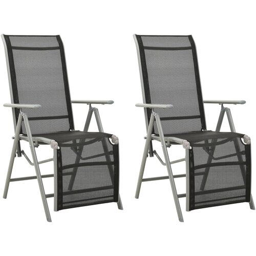 The Living Store Nastavljiv vrtni stol 2 kosa tekstil in aluminij srebrn - Vrtni Stol, (21476939) Slike