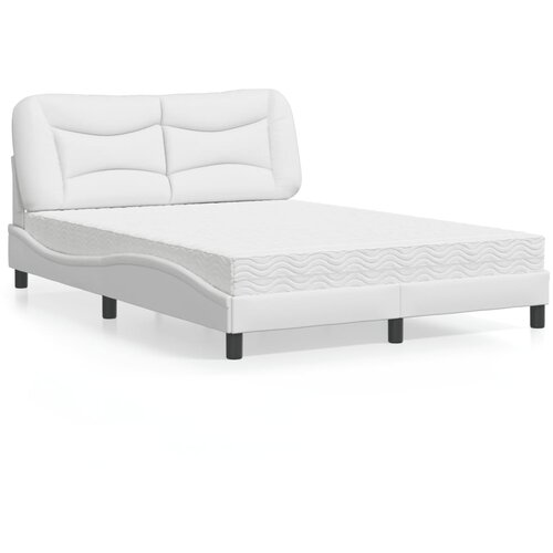  The Living Store Postelja z vzmetnico bela 140x190 cm umetno usnje - Postelja, (21496976) Slike