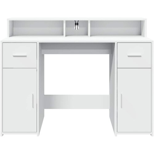  Radni stol LED bijeli 120 x 55 x 91 cm od konstruiranog drva Slike