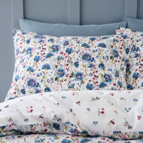 Bianca Bela/modra enojna flanelna posteljnina 135x200 cm Ophelia Floral &amp;ndash; Slike