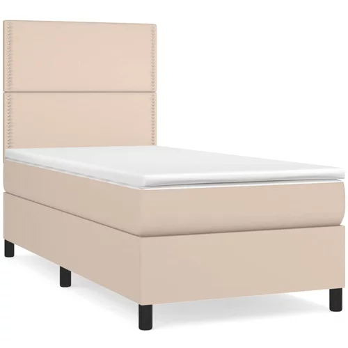 vidaXL Box spring postelja z vzmetnico kapučino 90x190 cm umetno usnje, (20899101)