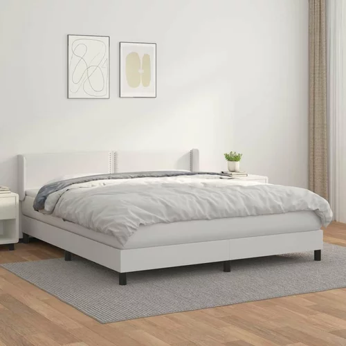  Box spring postelja z vzmetnico bel 160x200 cm umetno usnje, (20901994)