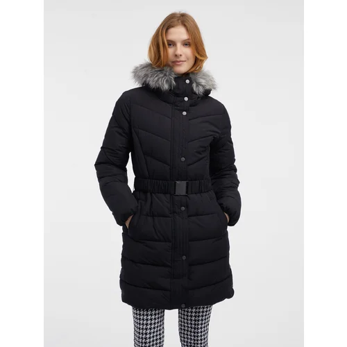 Orsay Black women's quilted coat with faux fur - Women