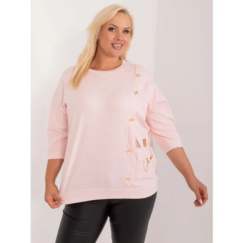 Fashion Hunters Light pink plus size blouse with appliqué